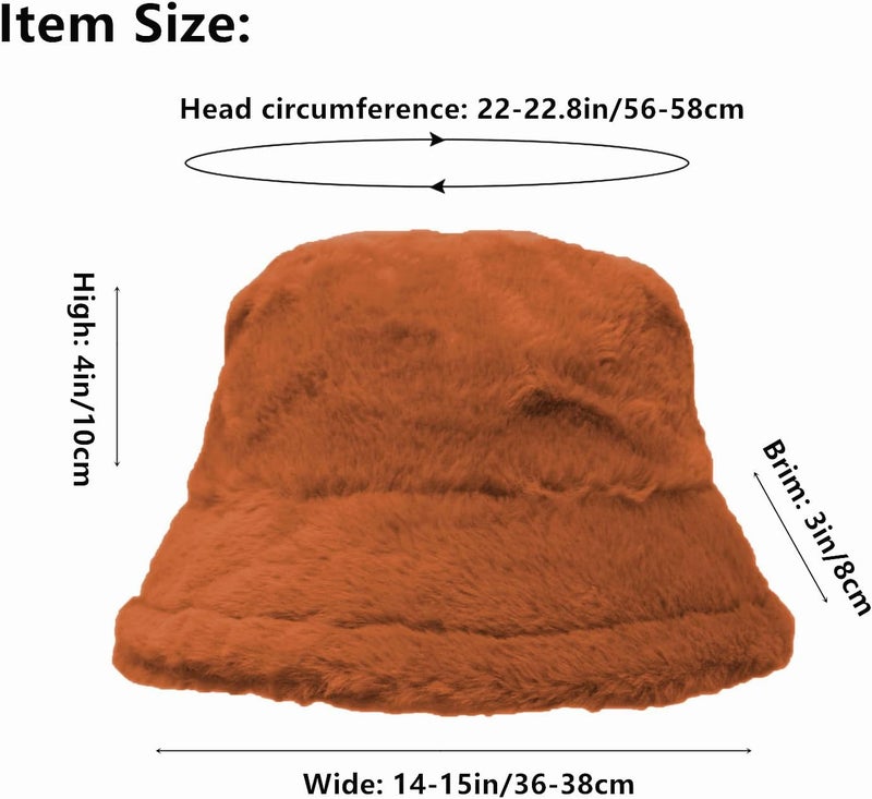 Glory Max Winter Fluffy Plush Bucket Hat Cozy Faux Fur Wide Brim Adjustable Size for Women - Image 5